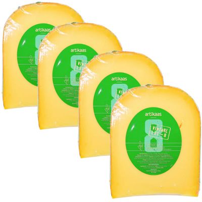 Artkaas MediumAged Gouda Cheese (8Months) 4 Portions | DutchStyle SemiHard Cheese, Crystalized, Caramel Notes