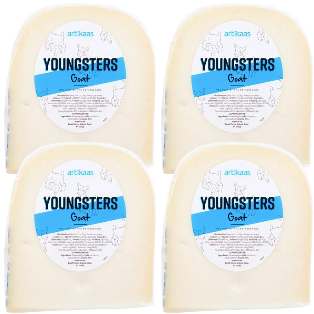 Artkaas Young Goat Milk Gouda Cheese 4 Cheese Blocks | Mild, Creamy Dutch Style