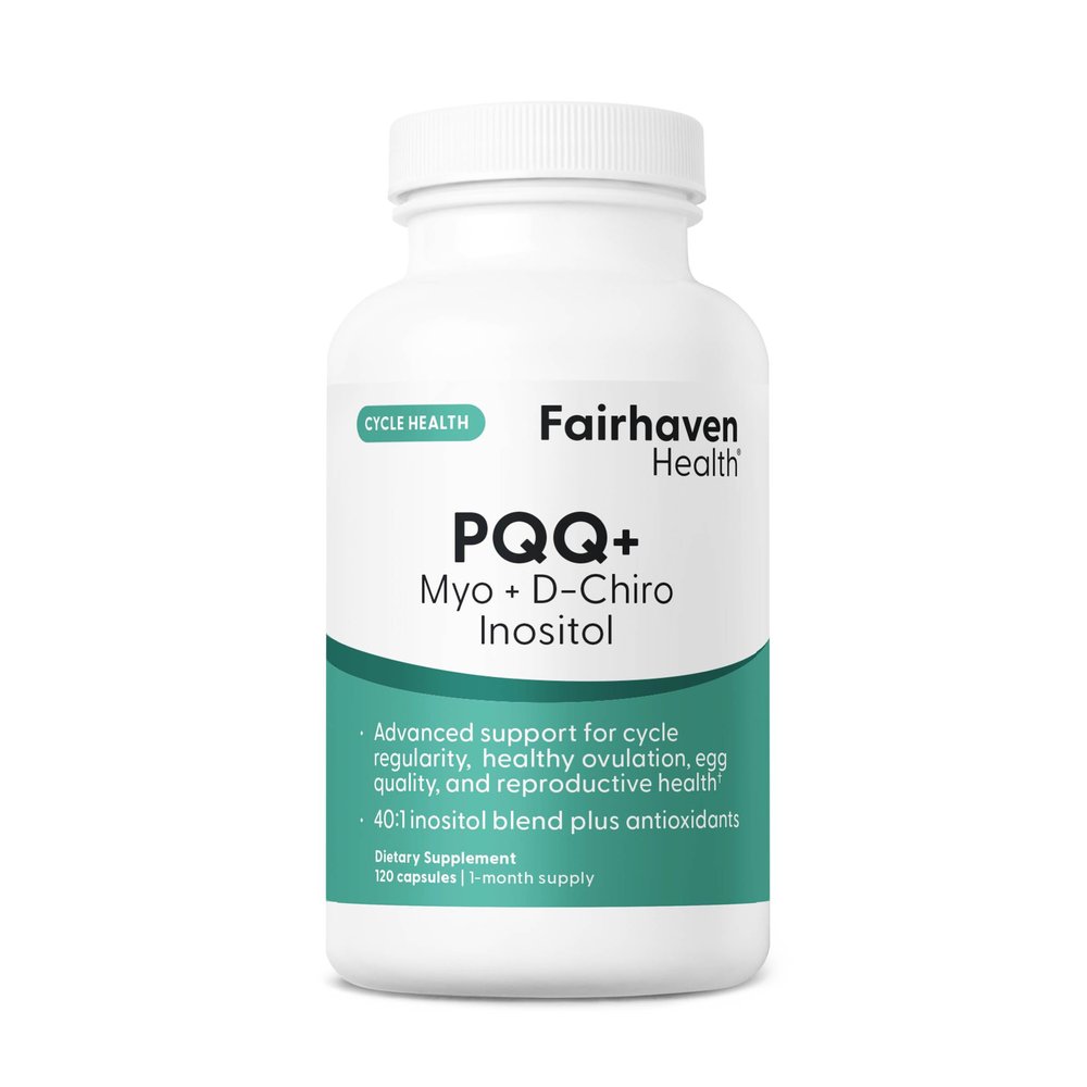 Fairhaven Health PQQ Plus Myo-inositol D-Chiro Inositol Supplement | PQQ Supplement to Support Cycle Regularity, Healthy Ovulation, Egg Quality, Womens Reproductive Health | Non-GMO | 120 Capsules