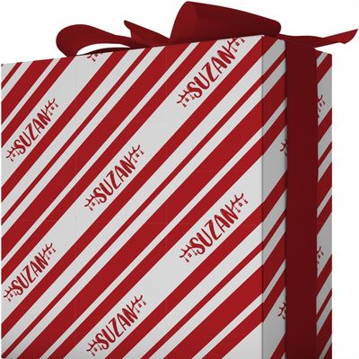 Christmas Candy Cane Stripe Paper Gift Wrap | Name Personalized Gift Wrapping Paper Roll | Unique Holiday Christmas Presents for Kids and Adults (Bold Red, 24"x72"(6ft))