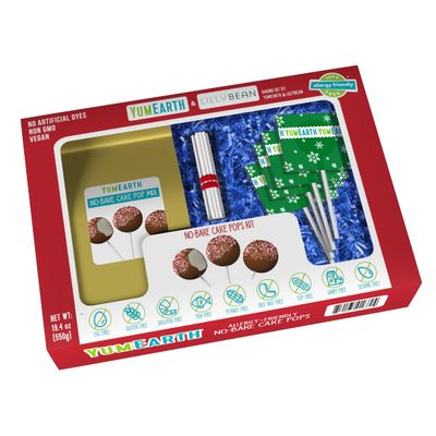 YumEarth No Bake Cake Pop Kit - Vegan Chocolate Peppermint Baking Kit - Non GMO, Allergen Friendly, Dairy Free, No Artificial Dyes - Christmas Activity for Kids and Adults - Holiday Baking