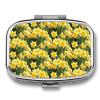 Yellow Spring Daffodils Metal Pill Organizer 2 Compartments Portable Compact Pill Case for Daily Use Travel Purse Wallet view 1