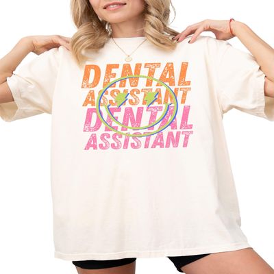 Dental Assistant Shirt - Dentalcore Apparel for Young Adults - Neon Dental T-Shirt for Dental Assistant Recognition Week - Colorful Dentistry Apparel Gift