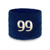 Couver Unisex Blue Sports/Athletic with Number Embroidery Sweat Wristband, Number 99, 3.15" W x 9" L, 1 Piece view 1