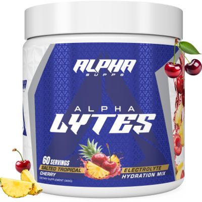 Alpha Lytes - Electrolyte Powder Daily Hydration Drink Mix - Sugar-Free, Zero Calorie Instant Formula with Trace Minerals and Antioxidants (60 Servings, Salted Tropical Cherry)