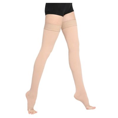 23~32mmHg Unisex Thigh High Medical Compression Stockings for Varicose Veins,Relief Pain,Edema,Leg Shaping(Beige-Open Toe,L)