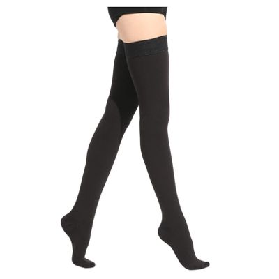 23~32mmHg Unisex Thigh High Medical Compression Stockings for Varicose Veins,Relief Pain,Edema,Leg Shaping(Black-Closed Toe,L)