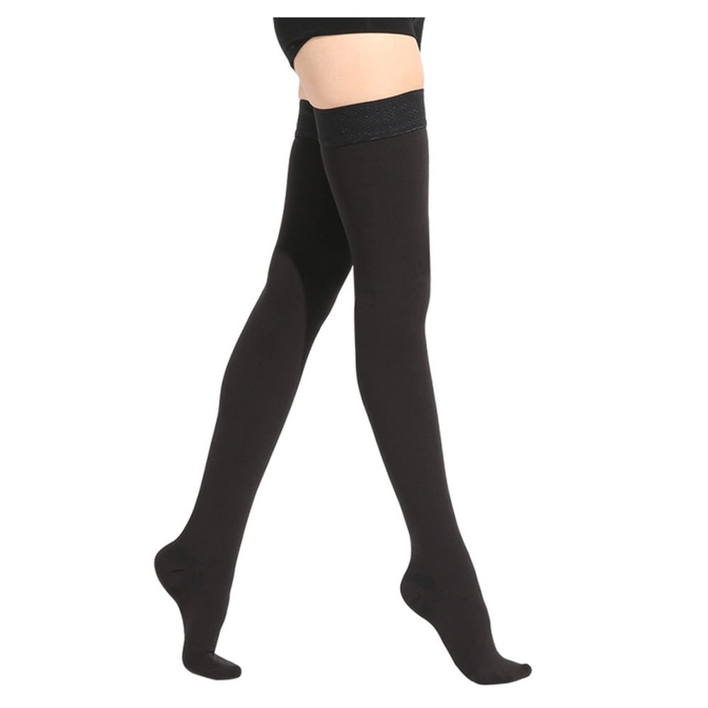 23~32mmHg Unisex Thigh High Medical Compression Stockings for Varicose Veins,Relief Pain,Edema,Leg Shaping(Black-Closed Toe,L)