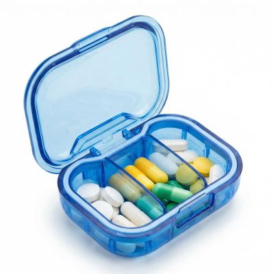 1 Pack Travel Pill Organizer for Purse, 3 Compartment Pill Organizer for Travle, Compact Mini Pill Case for Travle, Small Pill Box for Purse, Pocket Pill Case, Pill Box Compact