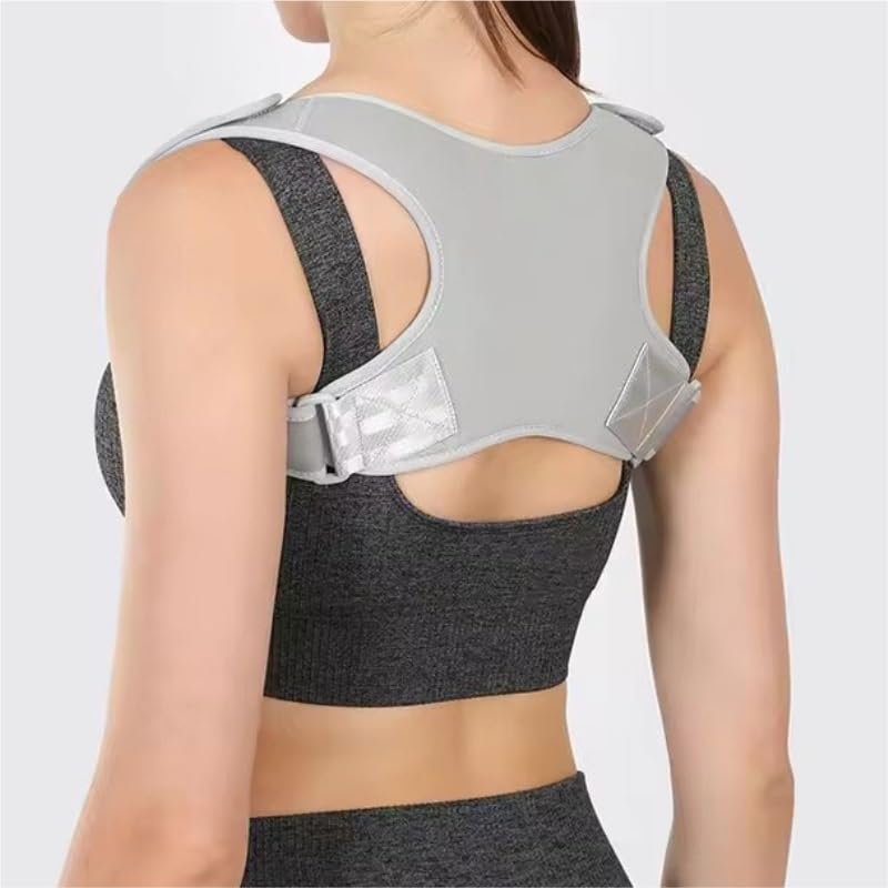 ZYQHMY Back Posture Corrector Adjustable Neck Brace Training Equipment Home Office Man Woman Postura Shoulder Support Correction Belt(Gray,Large)