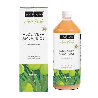 NineLife Basics Aloe Vera + Amla Juice | Cold-pressed Juice for Glowing Skin | Helps with Metabolism (1L)