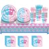 101PCS Party Plates Supplies Kit for Gender Reveal,Boy or Girl Birthday Party,Baby Shower Pink and Blue Disposable plates,Napkins,tablecloth,Paper Cups, fork,Serves 20. view 1