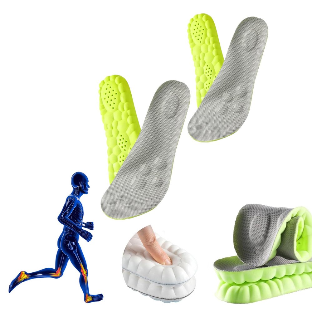 2 Pairs Cloud Insoles for Men, Cloud Soles for Men, Comfort Insole, U-Shape Memory Foam Insoles, Trim to Fit Inserts (2 Pairs- Green, 8-11.5)