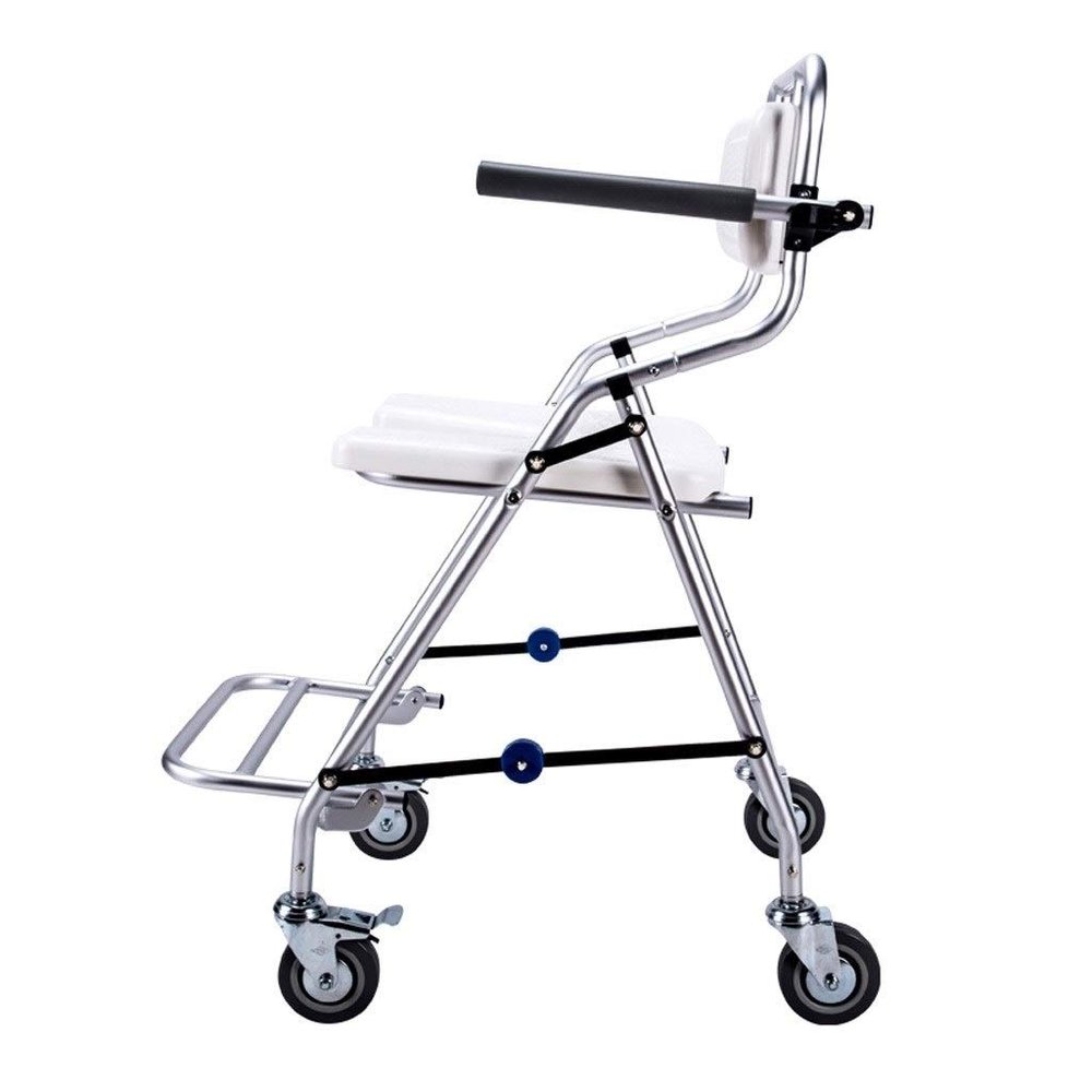 FENOKD Shower Stool Shower Seat Aluminum Alloy Bathroom Elderly Fold Wheeled Bath Chair Pregnant Woman Non-Slip Shower Chair Disabled Bath Stool