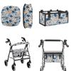Uacyareni Floral Pattern Rollator Walker Seat and Backrest Covers with Under Seat Storage Bag for Seniors Adults Washable Rollator Walker Accessories 3 Pcs view 1