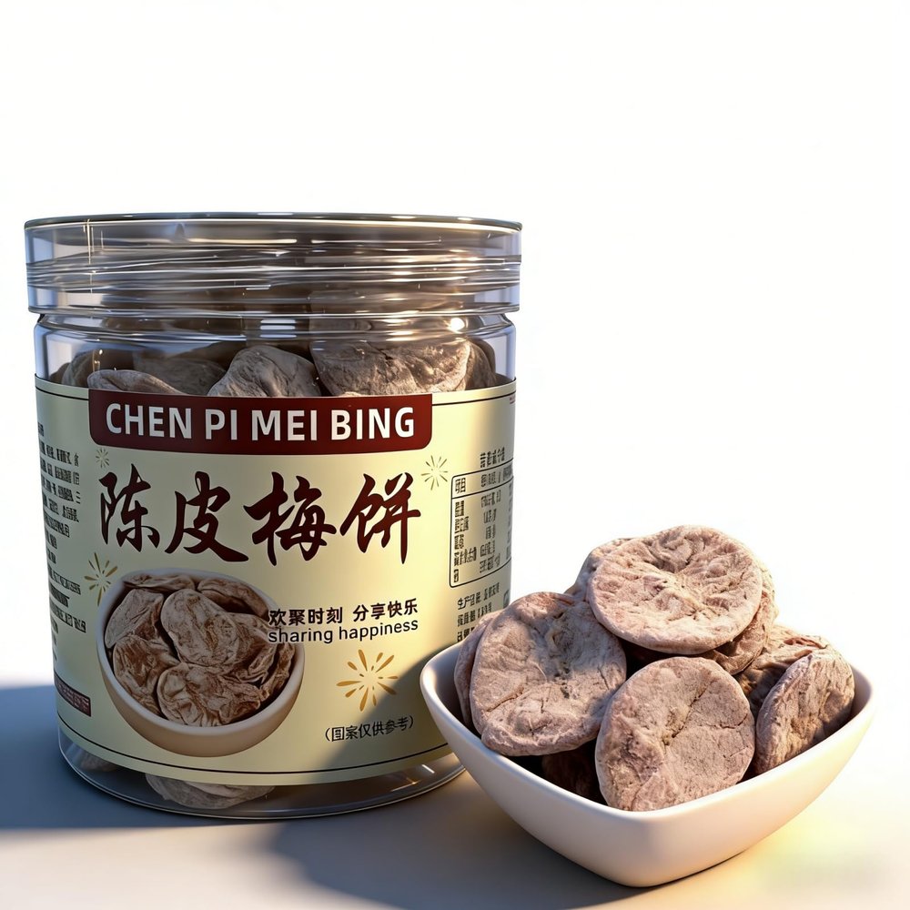 Chinese preserved plum. Japanese-Style Seedless Dried Plums. Sweet and Sour Dried Plum Meat, Chenpi Flavor, Sweet & Tangy Flavor.Jar with Resealable Lid, 220g Jar