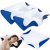 GDSAFS Neck Pillows, Neck Hospitality Collection with Neck Pillow Case, Memory Foam Ergonomic Pillows, Contoured Support Pillows for Side Back Stomach Sleepers (Blue*2) view 1
