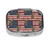 Elderly Pill Organizer Simple AM/PM Box Large-Compartment Medicine Case Arthritis-Friendly, Hunting Deer Camo Camouflage Wooden American Flag view 1