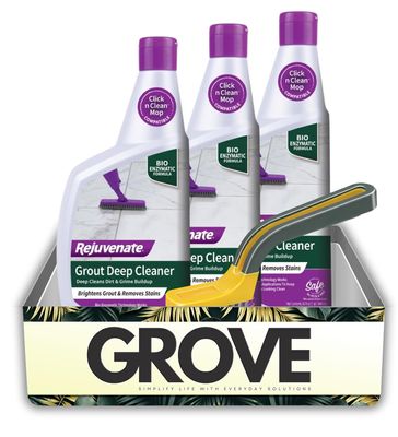 3x Rejuvenate Wood Floor Restorer 32 oz Liquid Bundle with Brush Removes Dirt and Stains from Tile Grout with Bio-Enzymatic Deep Cleaning Action Gift Set (4 Items)