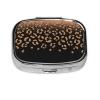 Metal Pill Box AM/PM Compartments Small Medicine Organizer Supplements Case Travel Essential, Rose Gold Glitter Black Cheetah Leopard Print view 1