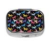 Square Pill Case 2-Compartment Medicine Organizer Portable Tablet Holder Travel Gym Office Use, Black Colorful Horse view 1