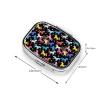 Square Pill Case 2-Compartment Medicine Organizer Portable Tablet Holder Travel Gym Office Use, Black Colorful Horse view 3