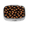 Metal Pill Box AM/PM Compartments Small Medicine Organizer Supplements Case Travel Essential, Fun Food Hotdog Hot Dogs view 1