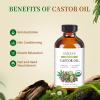56pcs Castor Oil Patches with Caster Oil Organic Cold Pressed Unrefined Glass Bottle 8oz, Castor Oil Pack Wrap for Belly, Neck, Back, Arms, and Hair Growth (with Eyelash Kit) view 3