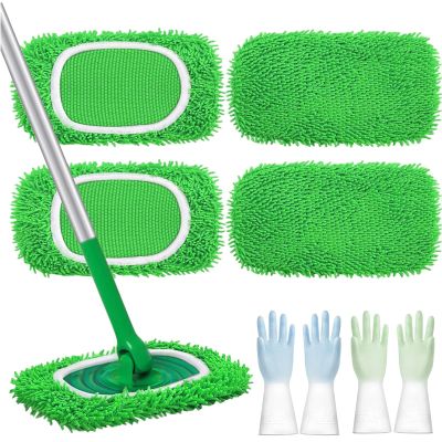 2025 Upgraded Reusable Mop Pads for Swiffer, 4/8/12 Pcs Washable Reusable Microfiber Mop Pads, Replacement Covers Suitable for Wet and Dry Cleaning of Various Floor Surfaces (Green,12)