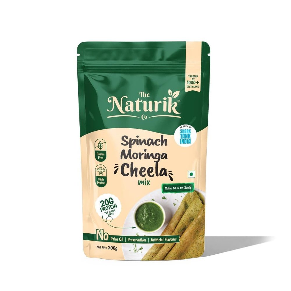 Spinach Moringa Cheela Mix 200g - Ready to Cook Chilla/Dosa Mix| Healthy & Instant Breakfast | Anytime Snack for Kids and Family | As Seen On Shark Tank