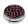 Mini Pill Case, Round Compact Organizer, Portable Holder for Supplements, Travel Pill Box Purse Carry for Students, Breast Cancer Awareness Ribbons Pink view 2
