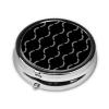 Travel Pill Dispenser, Round Small Organizer, Metal Case for Medicine, Pocket Purse Container for Camping Trips, Black Baseball Sport Softball American view 2