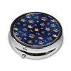 Round Pill Holder, Waterproof Organizer Case, Compact Travel Pill Box for Vitamins, Pocket Purse Use for Seniors, Purple Blue Gold Royal Crown view 2