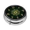 Pocket Pill Box, Waterproof Round Dispenser, Portable Mini Case for Supplements, Daily Use Organizer for Active Lifestyles, Sacred Geometric Zodiac Symbol Magic Occult view 2