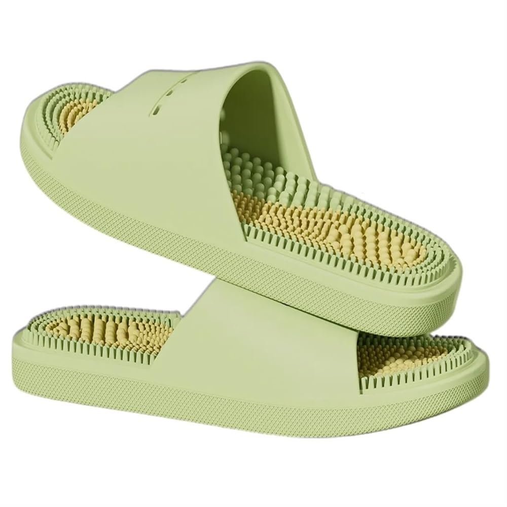 GHAKKE Acupuncture Massage Slippers Reflexology Slippers Men Women Acupressure Foot Open Toe Sandals Home Shower Shoes Relieves Nerve Tension and Pain in The Feet(Green,6.5/7)