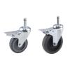 4pc 3/4/5 Inch TPR Insert Rod Caster Wheels Universal 360 Degree Rotary Bar Castors Concurrent Capacity for Shopping Carts,Furniture,Dolly,Workbench(Brake,4pcs - 3 Inch) view 1