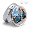 Pill Box 3 Compartment Mid Century Retro Drop Travel Pill Case with Mirror Waterproof Medicine Pills Organizer 3 Times A Day Portable Med Container for Purse & Pocket Round Silver view 2