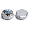 Pill Box 3 Compartment Mid Century Retro Drop Travel Pill Case with Mirror Waterproof Medicine Pills Organizer 3 Times A Day Portable Med Container for Purse & Pocket Round Silver view 3