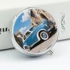 Pill Box 3 Compartment Mid Century Retro Drop Travel Pill Case with Mirror Waterproof Medicine Pills Organizer 3 Times A Day Portable Med Container for Purse & Pocket Round Silver view 4