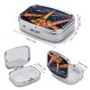 Pill Box 2 Compartment Eiffel Tower Travel Pill Case with Mirror Waterproof Medicine Pills Organizer 2 Times A Day Portable Med Container for Purse & Pocket Rectangle Silver view 2