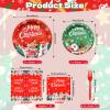 100 Pieces Christmas Party Tableware Set Merry Christmas Disposable Plates, Napkins and Forks, Santa Snowman Red Green Dinnerware for Xmas Holiday Birthday and Winter Party Supplies view 2