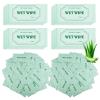 Vabrloy 300 Pack Wet Wipes Individually Wrapped, Personal Cleansing Wipe, Aloe Vera Hand Wipes for Homeless, Travel Size Body Wipe for Restaurant, Wedding, Barbecue, Green view 1