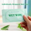 Vabrloy 300 Pack Wet Wipes Individually Wrapped, Personal Cleansing Wipe, Aloe Vera Hand Wipes for Homeless, Travel Size Body Wipe for Restaurant, Wedding, Barbecue, Green view 4