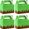 24Pcs Pixel Party Favors Gift Boxes Pixel Paper Treat Boxes Bulk Mining Theme Green Brown Video Game Birthday Goodie Candy Box for Kids Gamer Birthday Supplies Pixelated Party Baby Shower Decoration view 1