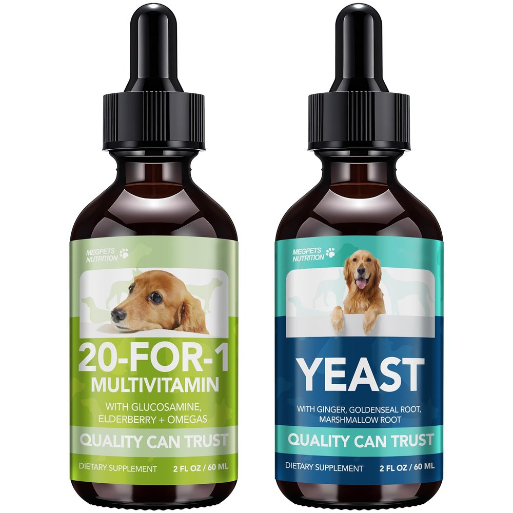 2 oz Yeast Balance + 2 oz Multivitamin Supplement, Suitable for All Dogs & Cats, Multivitamin Chewablew