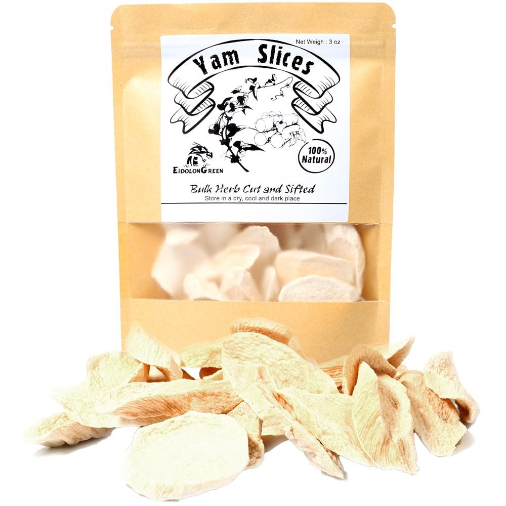 EidolonGreen Organic Dried Yam Slices (Shan Yao/) Natural Dried Yam Slices for Daily Nutritional Support and Healthy Living 3 Oz(88g)
