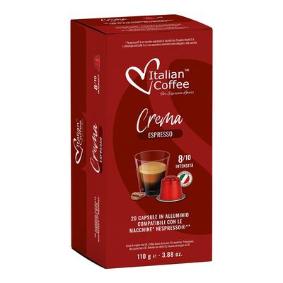 100 Italian Coffee for Espresso Lovers Aluminium Capsules compatible with Original Line Nespresso machines (1 Count (Pack of 100), Aluminum Crema)