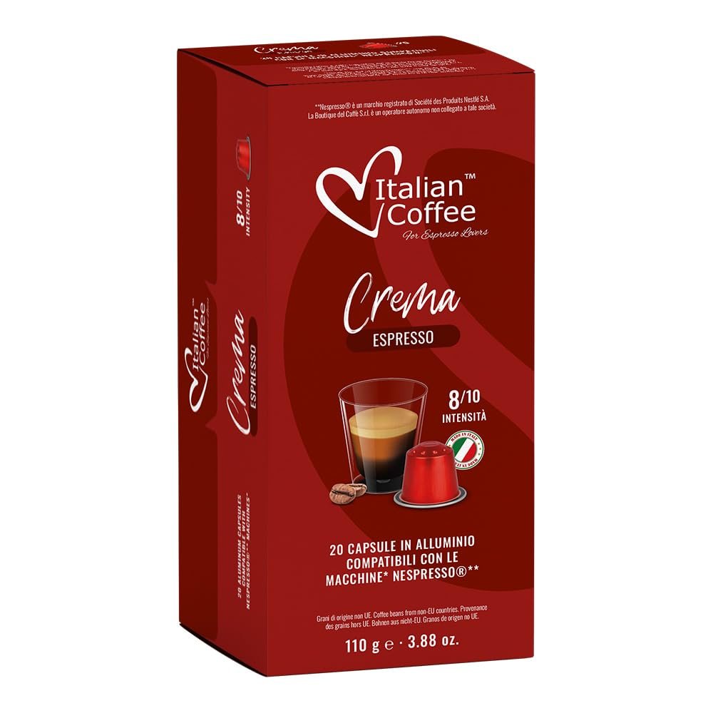 100 Italian Coffee for Espresso Lovers Aluminium Capsules compatible with Original Line Nespresso machines (1 Count (Pack of 100), Aluminum Crema)