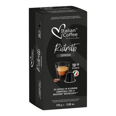 100 Italian Coffee for Espresso Lovers Aluminium Capsules compatible with Original Line Nespresso machines (1 Count (Pack of 100), Aluminum Ristretto)