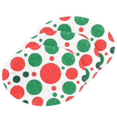 Gkseojer 3 Pack Dish Sponges Red and Green Polka Dot Compressed Scrub Sponges for Cleaning Dishes Kitchen Accessory